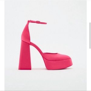 Zara Pink Heeled Platform Shoes Size: 7
